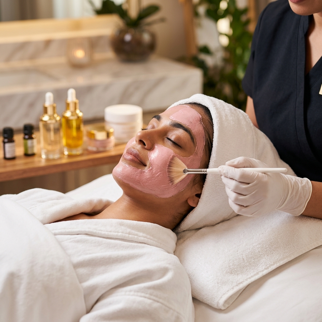 Serene facial treatment in the warm Amaya skin sanctuary