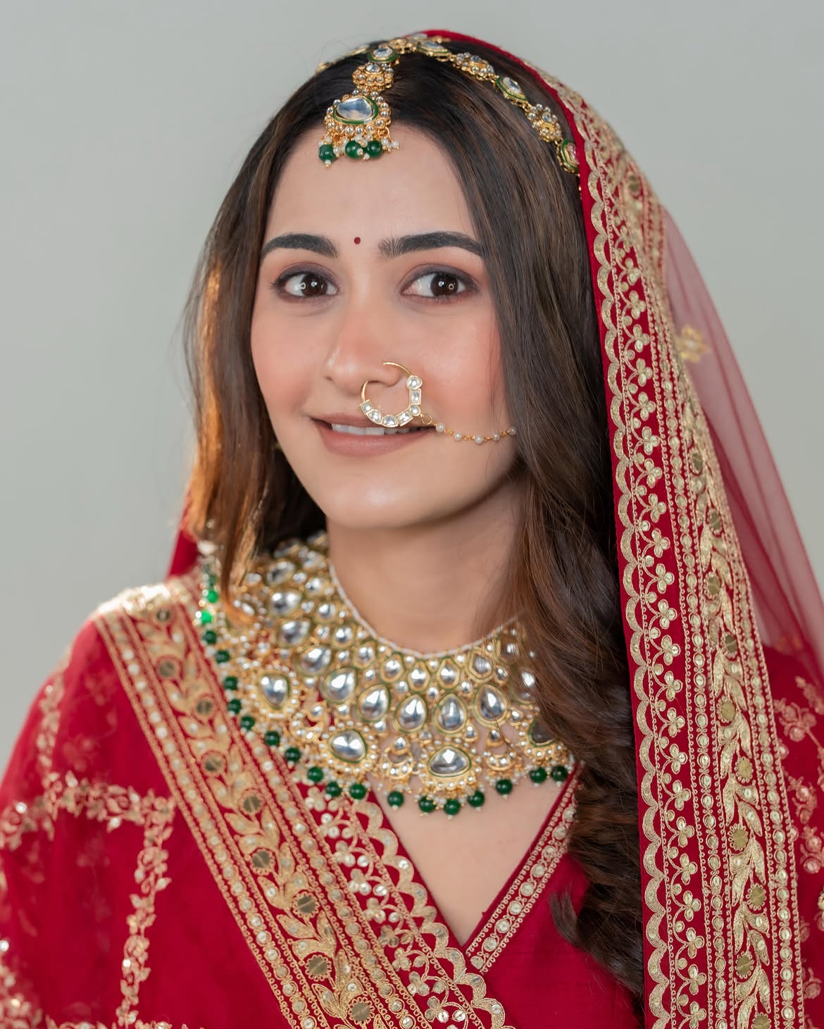 Bride after Amaya bridal makeup, jewelry and couture styling